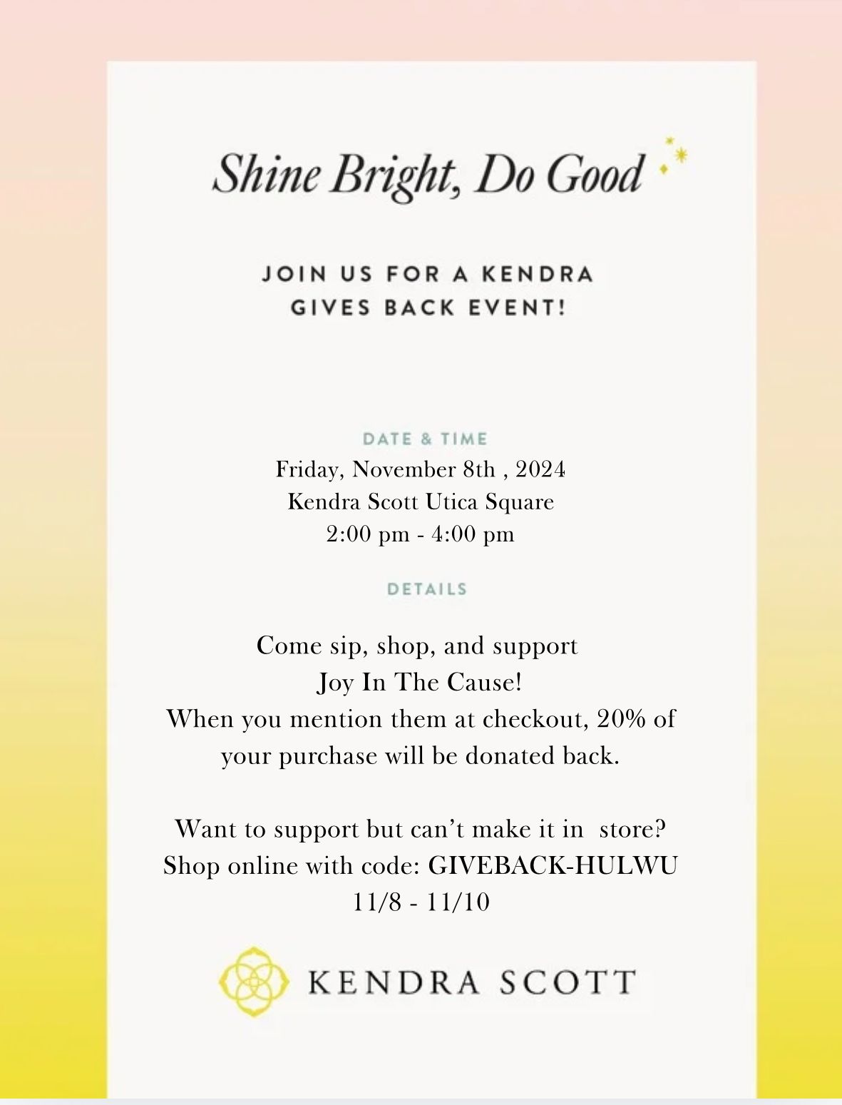 Kendra Scott Gives Back to Joy!