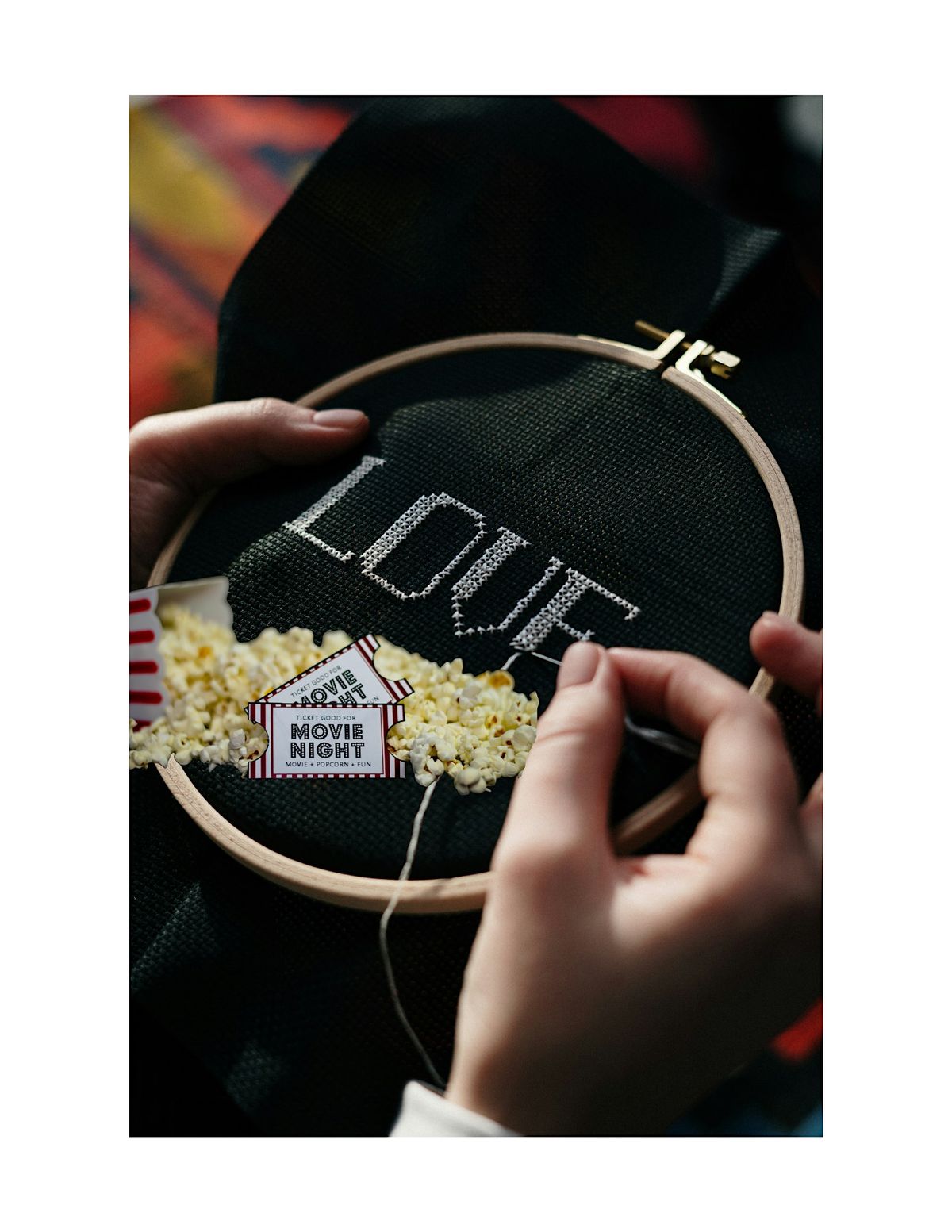 Embroidery & Movie Night