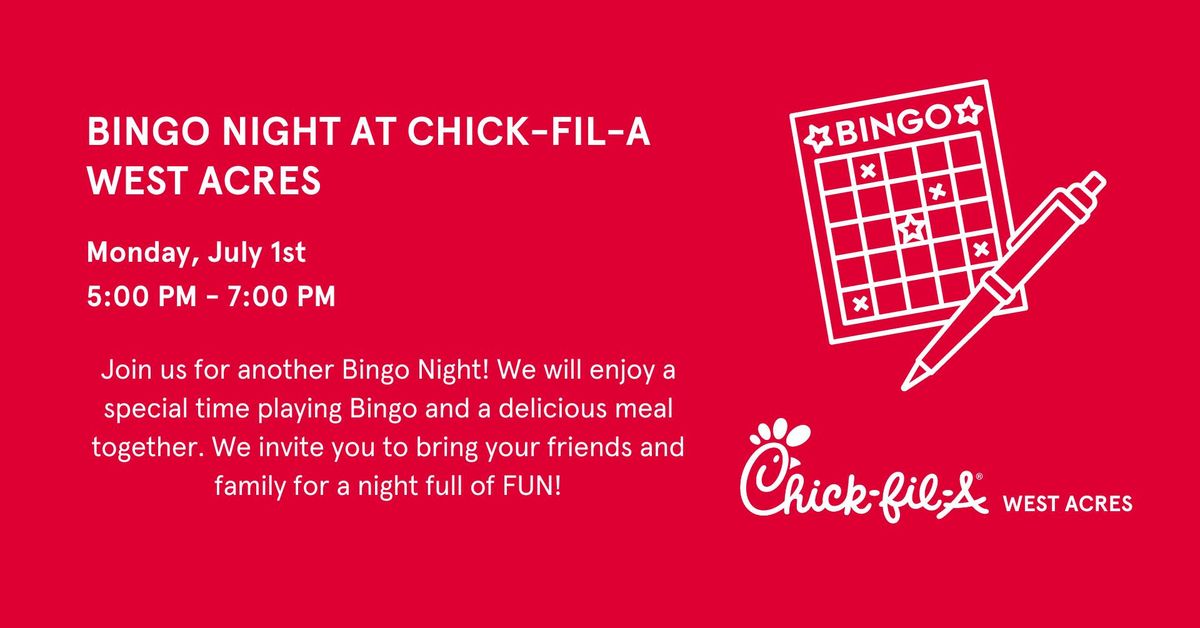 Bingo Night at Chick-fil-A West Acres