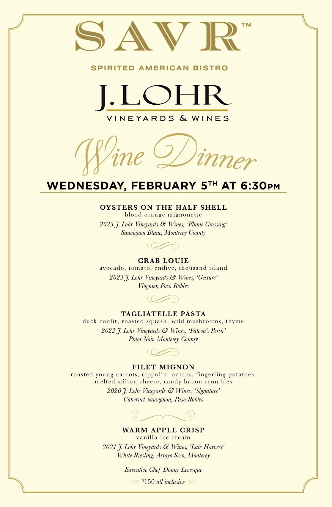 J. LOHR wine & dine night presented by SAVR