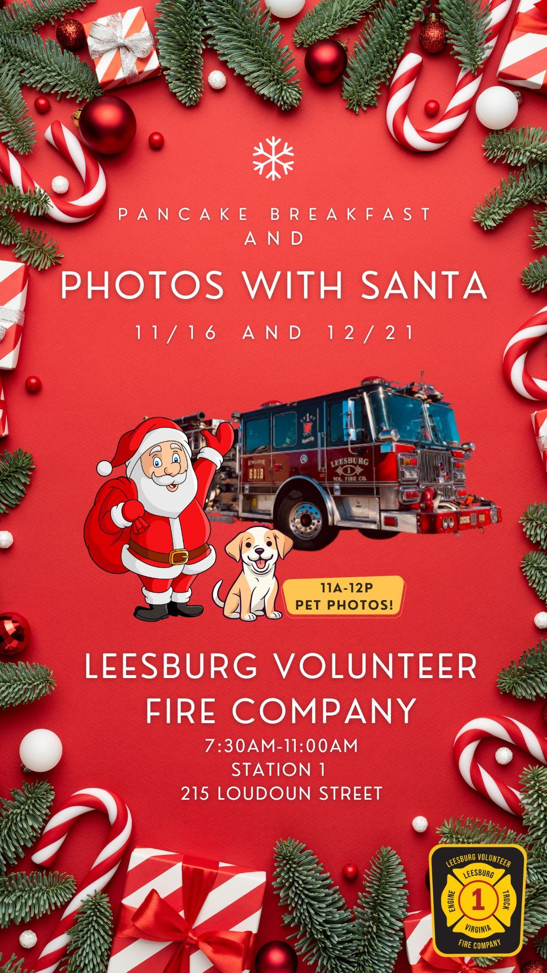 Photos with Santa at Leesburg Volunteer Fire Pancake Breakfasts