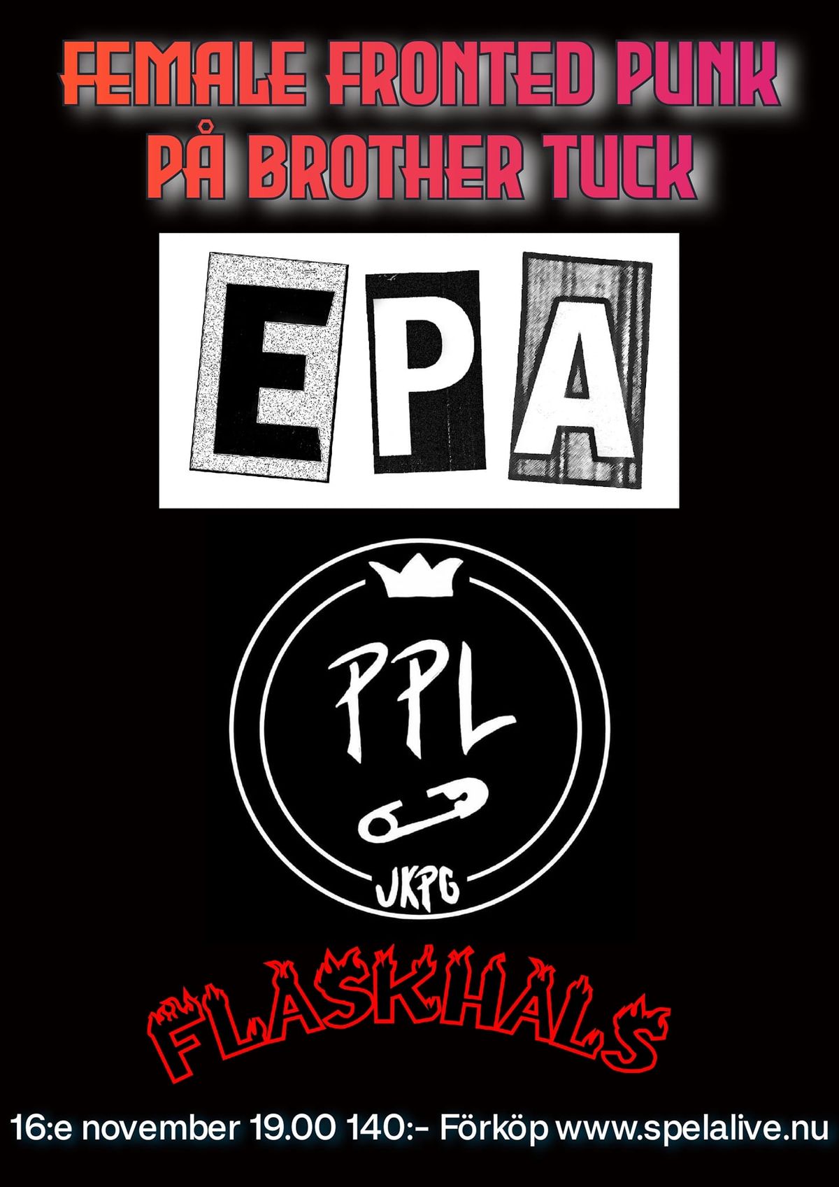 Female Fronted Punk p\u00e5 Brother Tuck med EPA | PPL-Jkpg | Flaskhals 