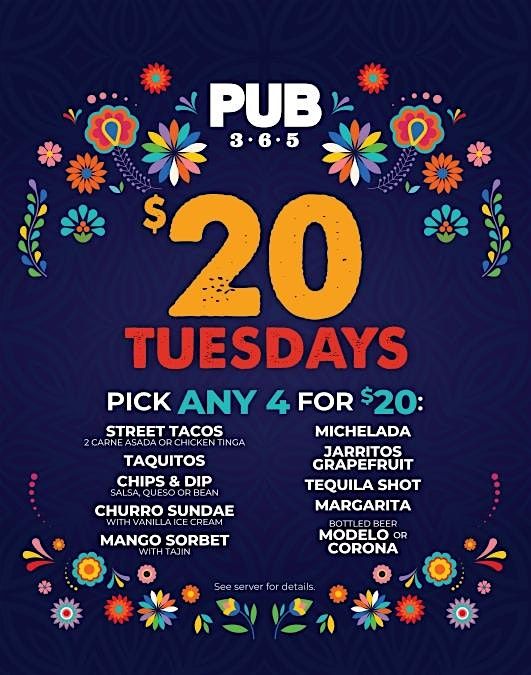 Tequila, Tacos and Taquitos Tuesday at Pub 365
