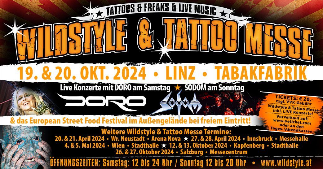 Wildstyle & Tattoo Messe - Linz ( + Live Konzert DORO am Samstag \/ SODOM am Sonntag)