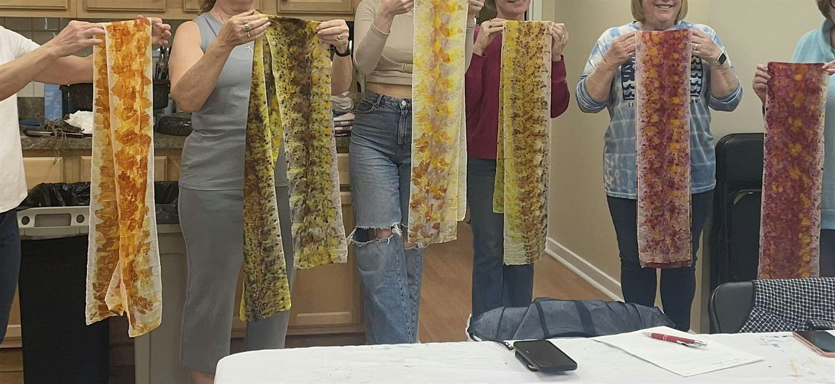 Botanical printing silk scarves with dried flowers