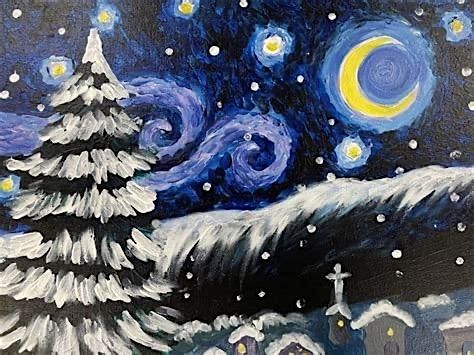 Stress Relief Finger Painting: Winter Starry Night