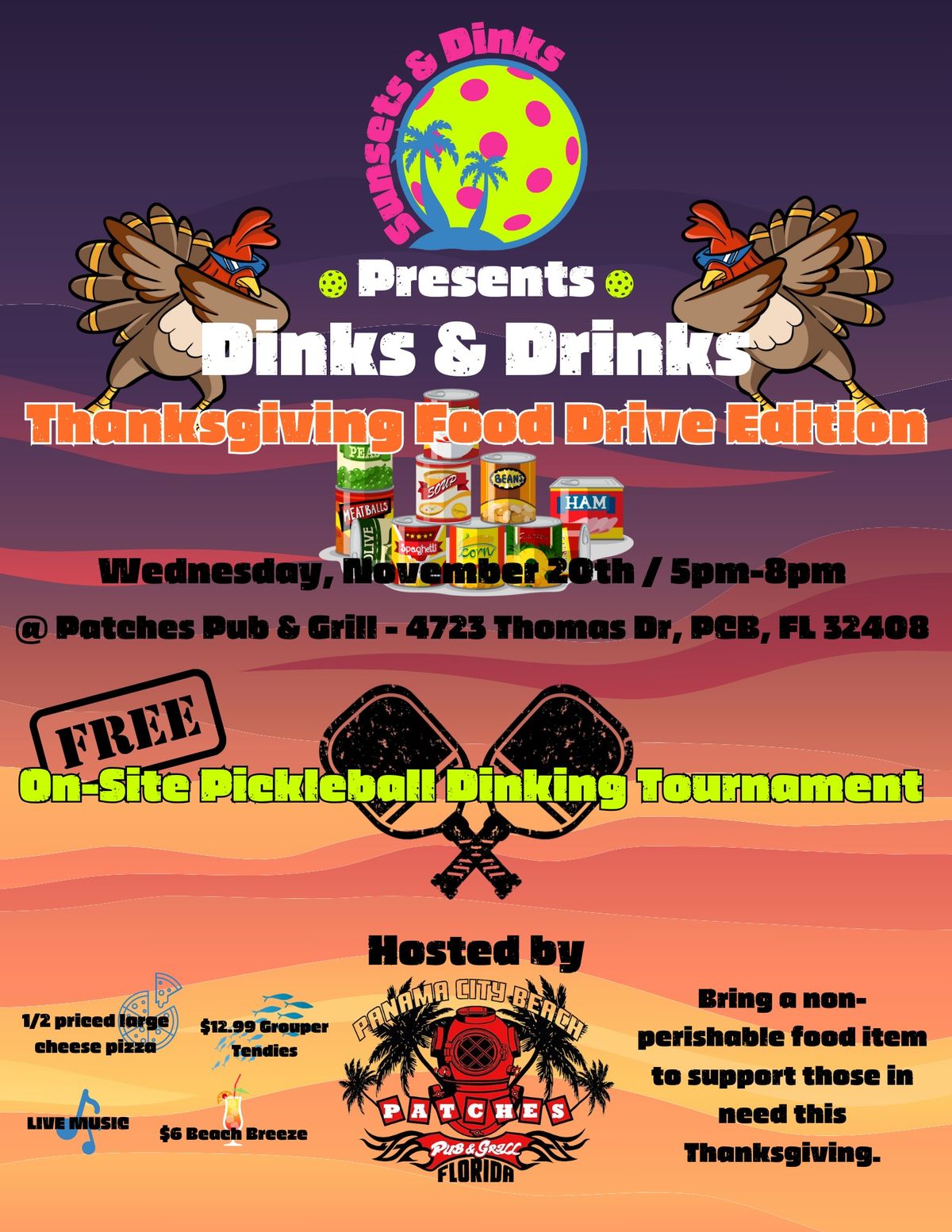 Dinks & Drinks (Thanksgiving Food Drive Edition)