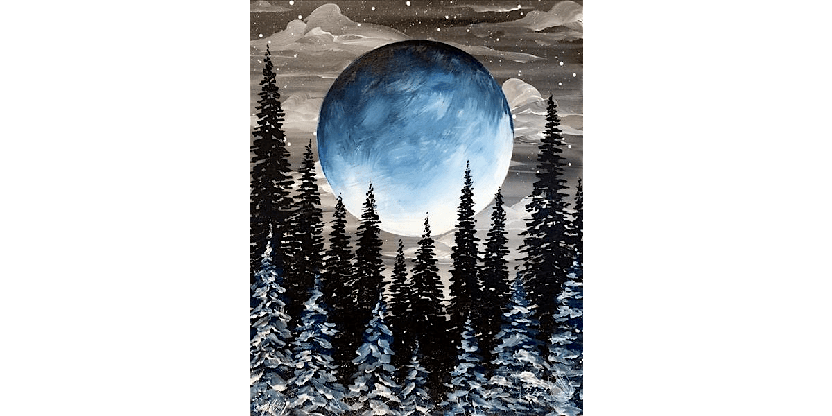 Winter Dark Moon Forest - Paint and Sip in Denver | Classpop!\u2122
