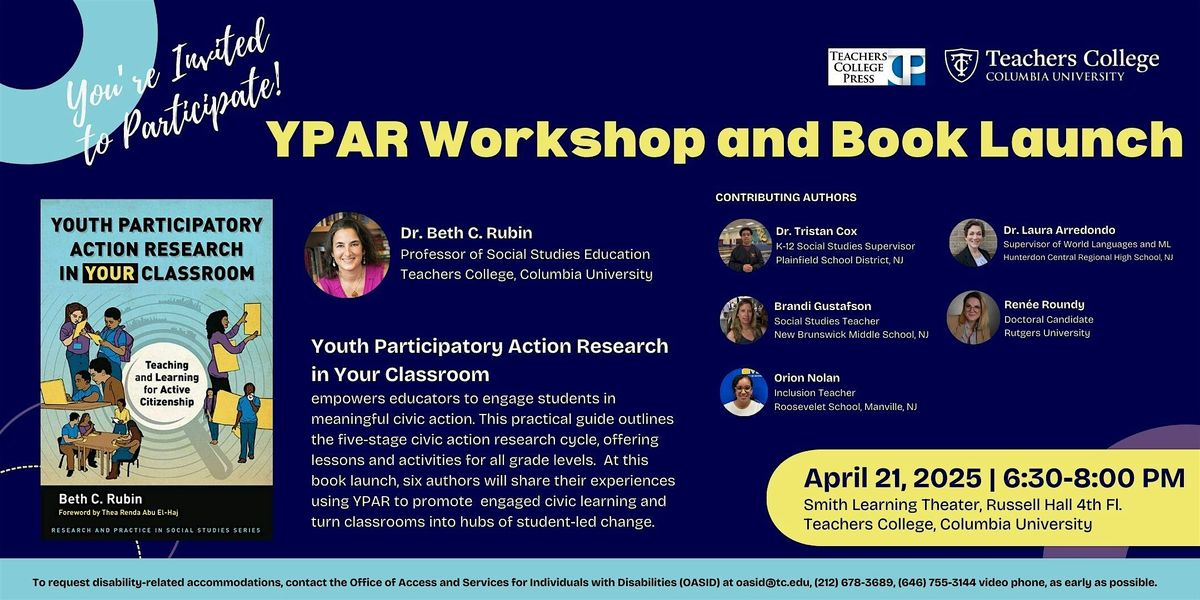 Youth Participatory Action Research in Classrooms: Book Launch and Workshop