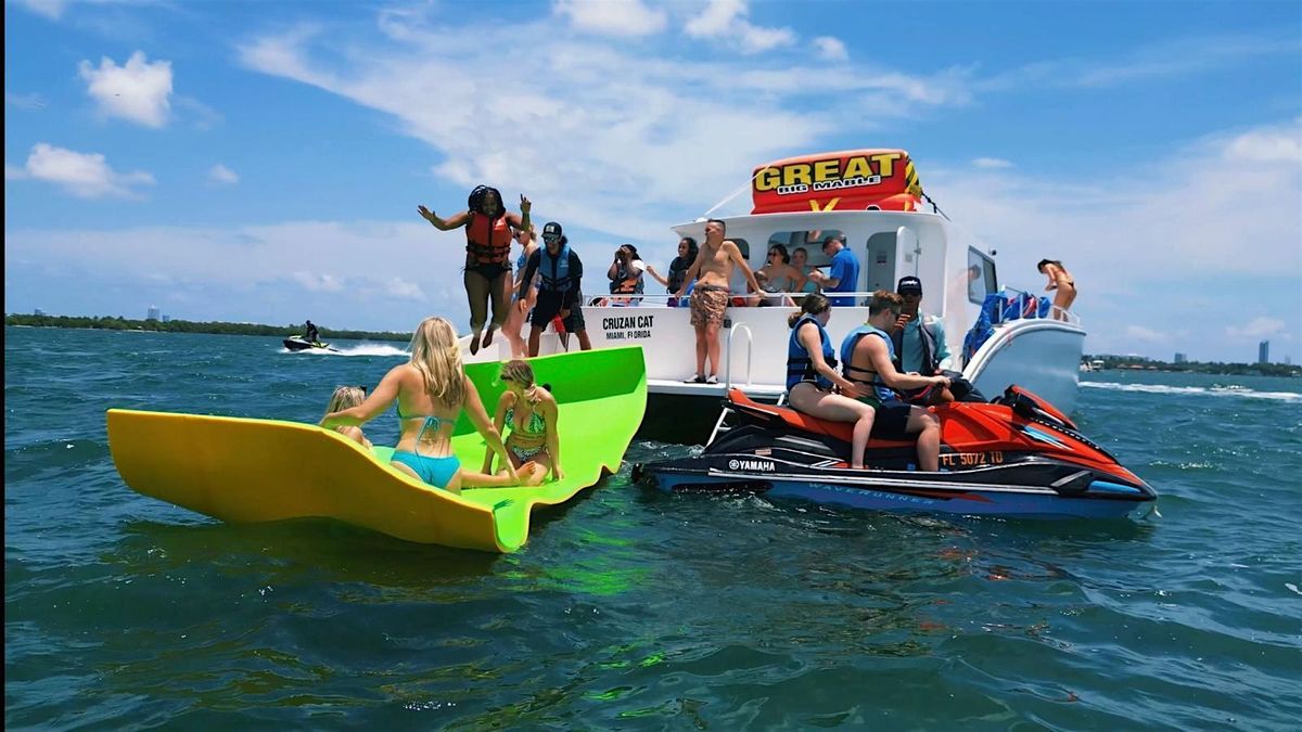 MIAMI: 3 Hour Party Boat with Jet Ski, Banana Boat and Drink Included