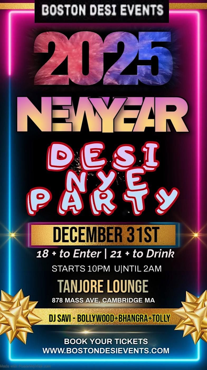 NYE 2025 -  Bollywood Party @ Tanjore Lounge Boston