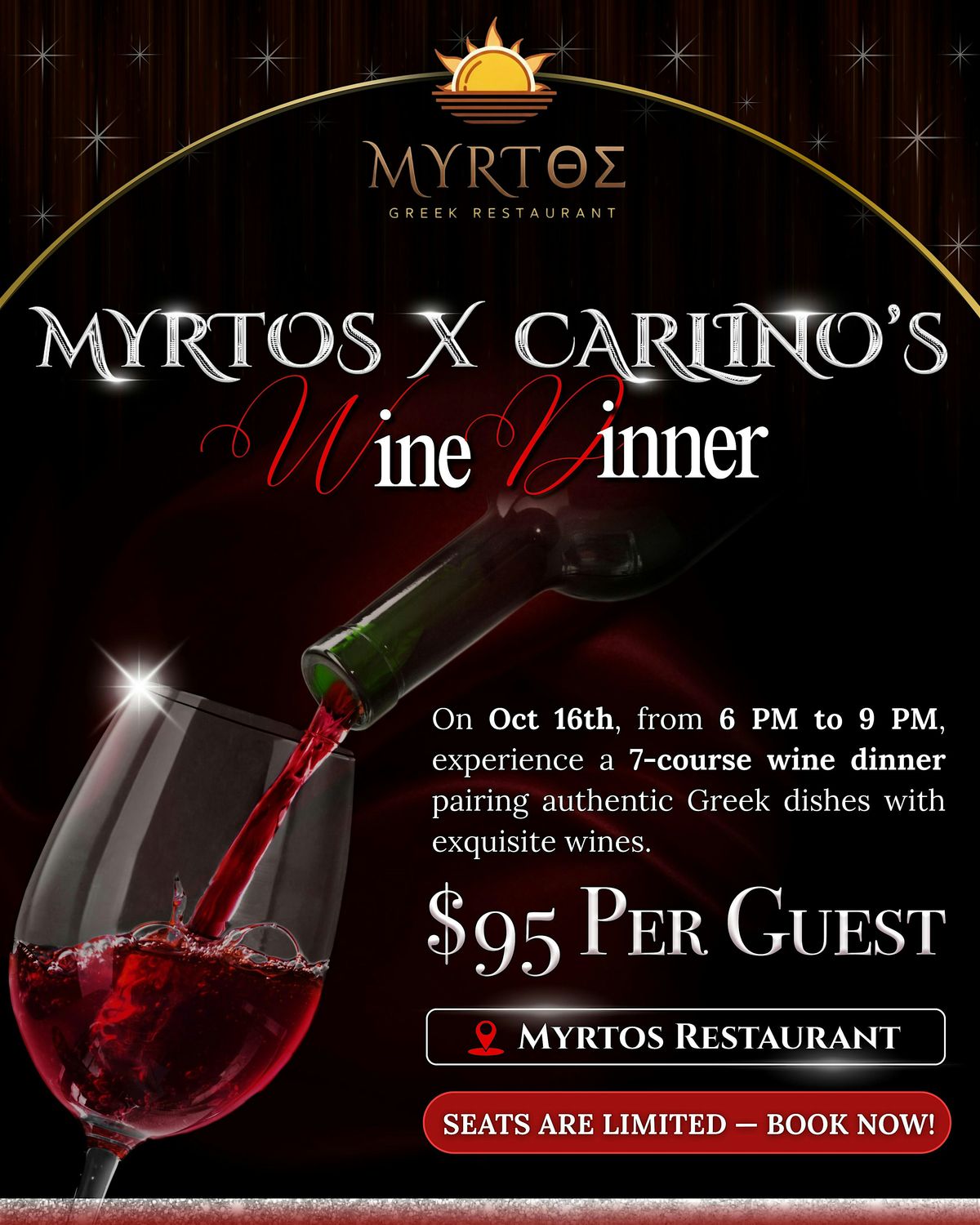 Myrtos X Carlinos Wine & Dinner Event