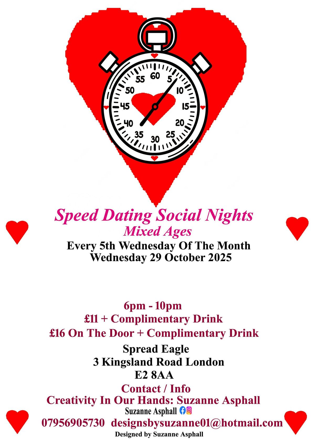Speed Dating Social Nights. Mixed ages.  Wednesdays