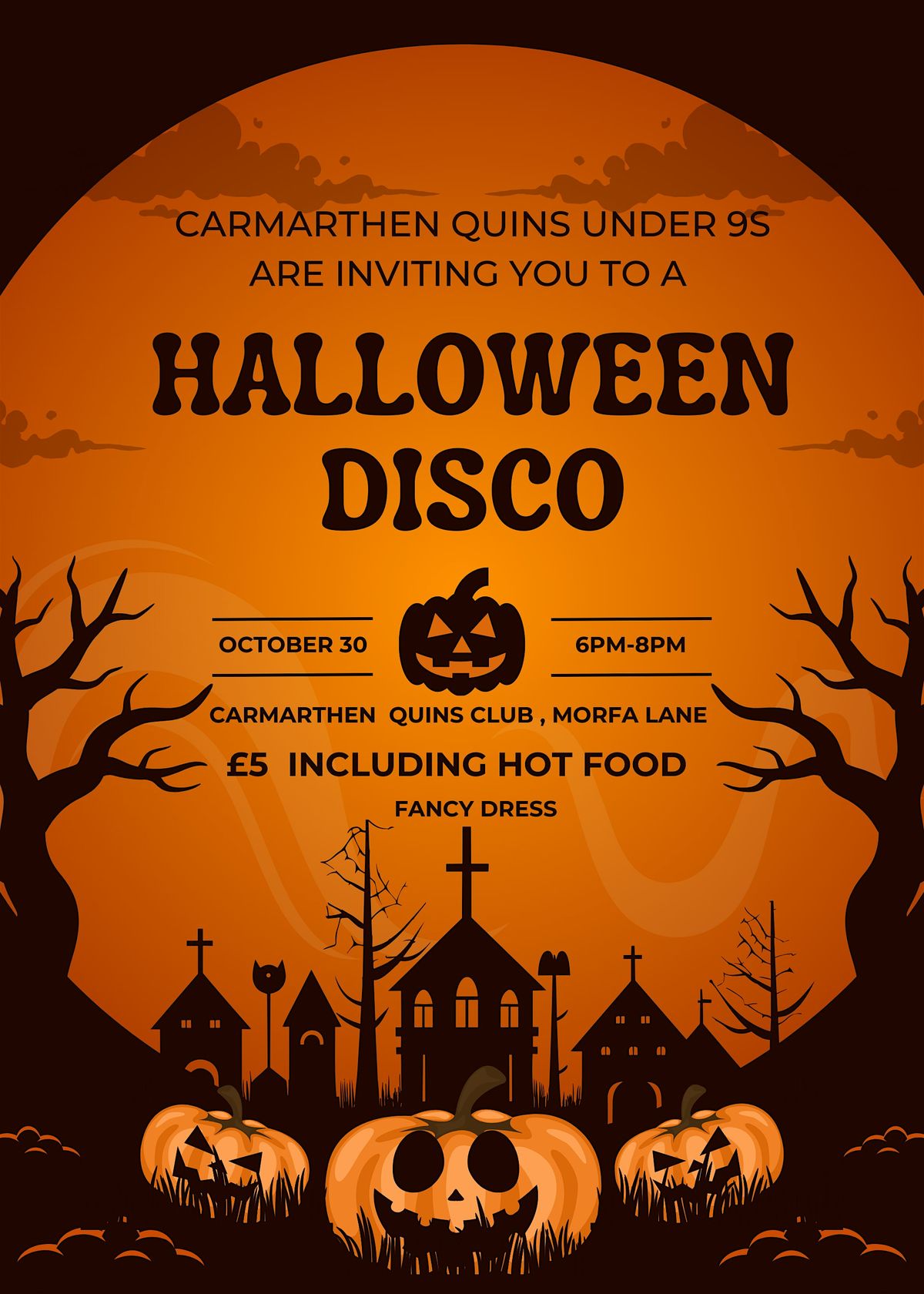 Carmarthen Quins Under 9s Fundraising  Halloween Disco