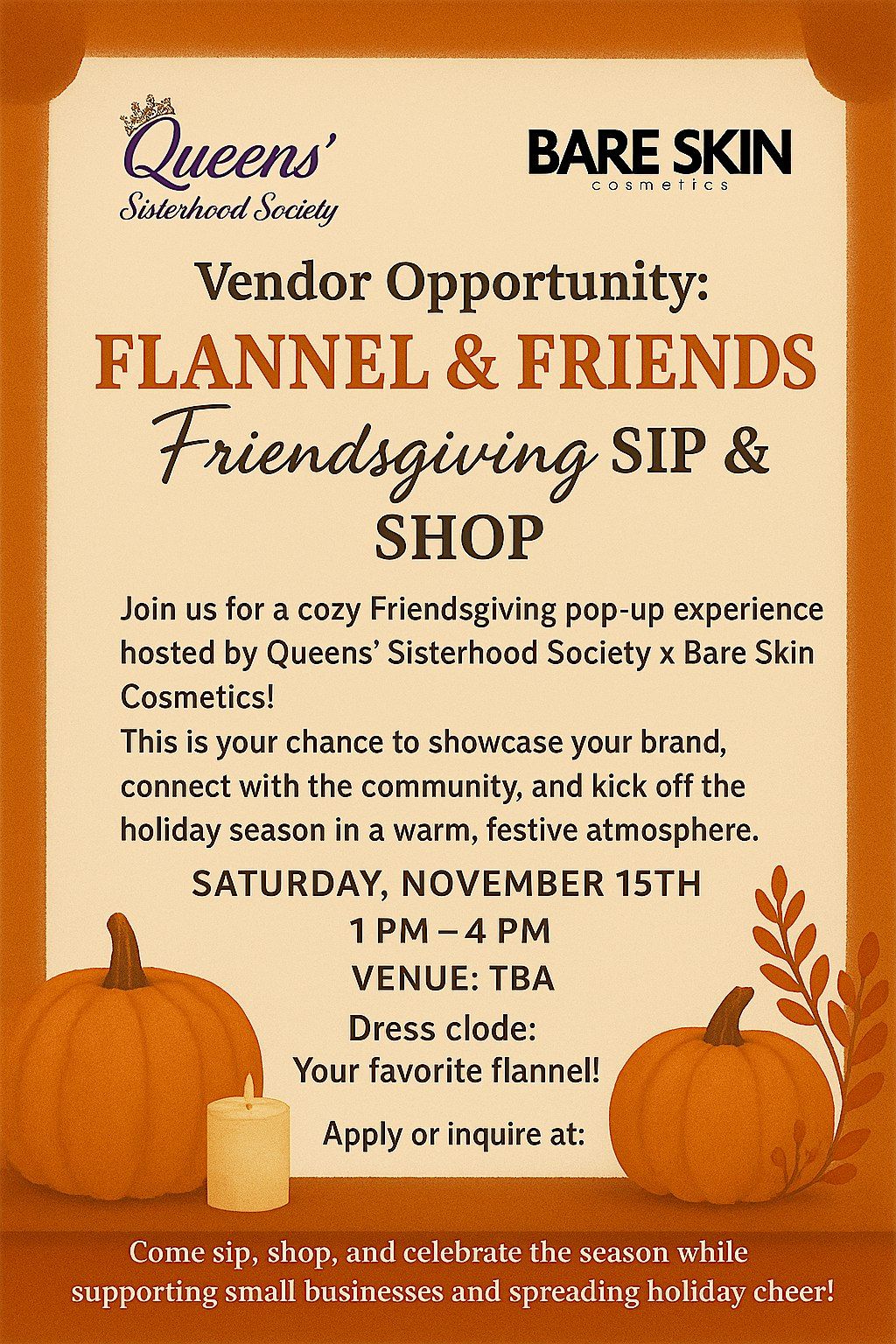 FLANNEL & FRIENDS Friendsgiving SIP & SHOP