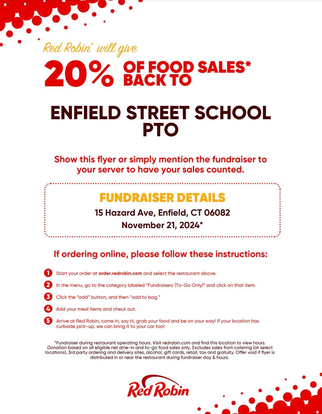 Red Robin Fundraiser - Lunch AND Dinner!