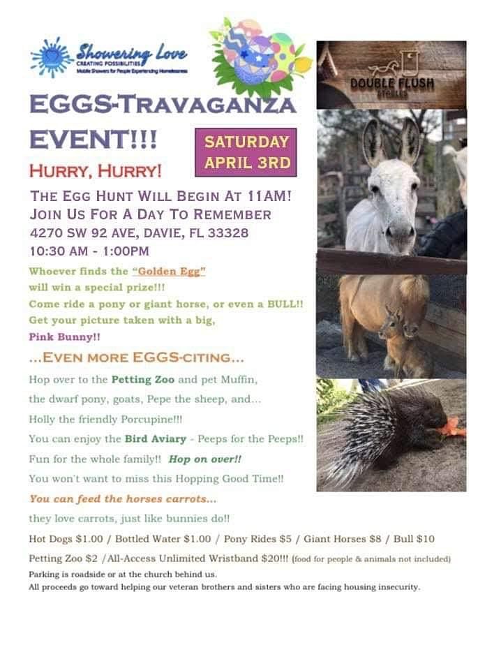 Help The Homeless! EGG-Stravaganza Event At Double Flush Stables!