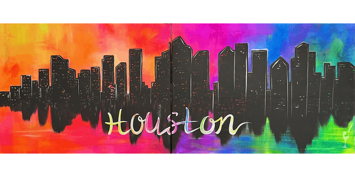 The Colorful Houston Skyline at Night - Paint and Sip in Houston | Classpop!\u2122