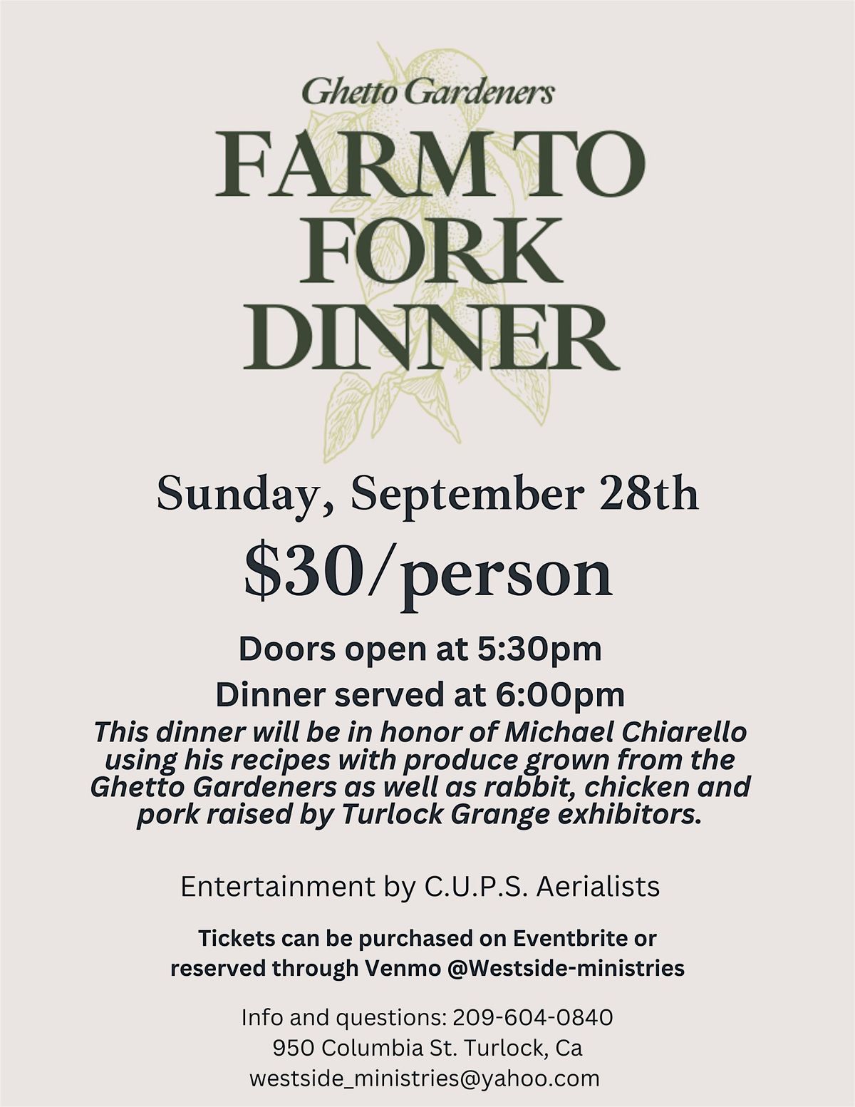 Farm To Fork Dinner Fundraiser