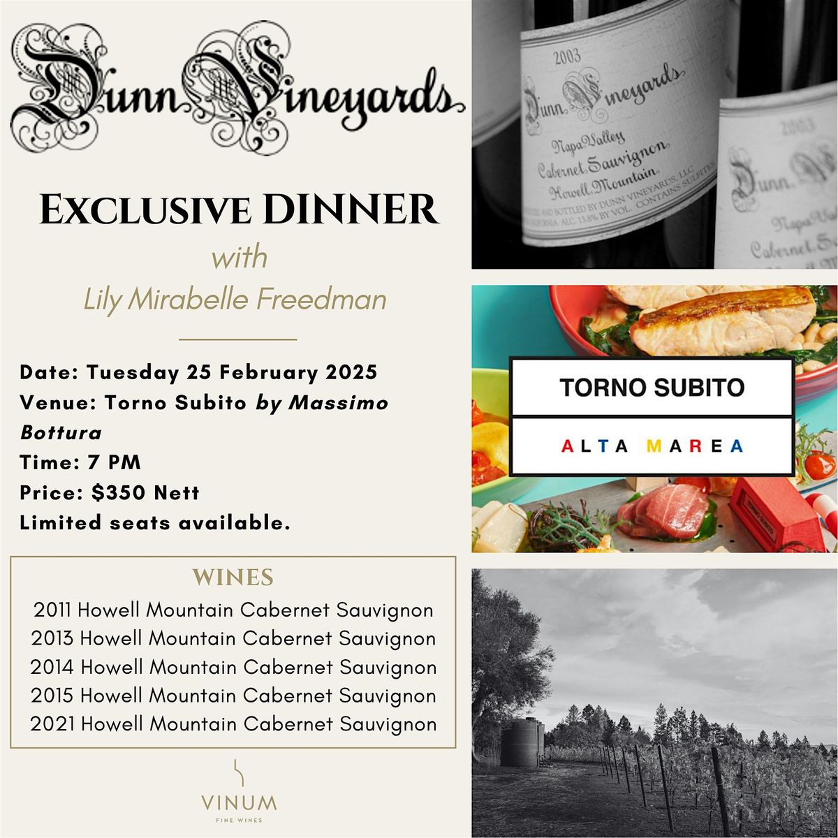 Dunn Vineyards Dinner: An Exclusive First!