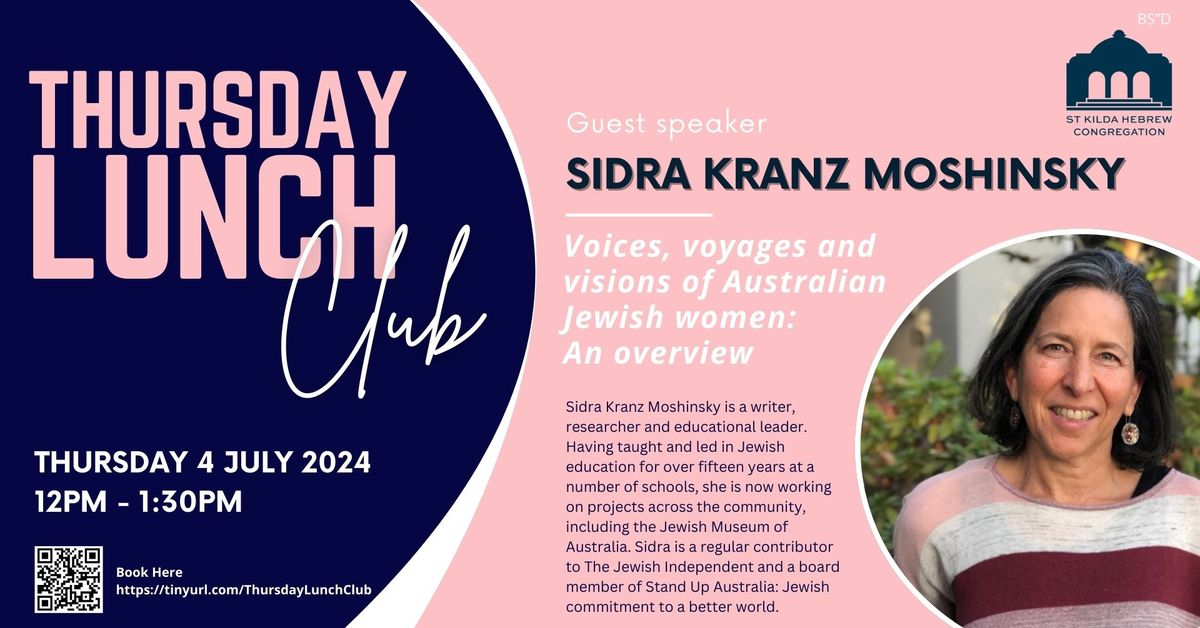 TLC with guest speaker Sidra Moshinsky