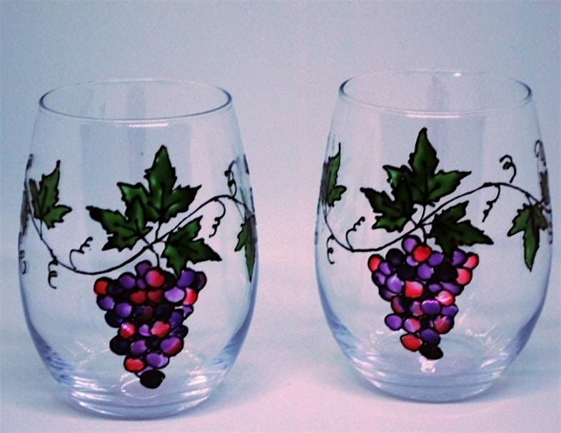 Wine Glass Painting: Grape Vines
