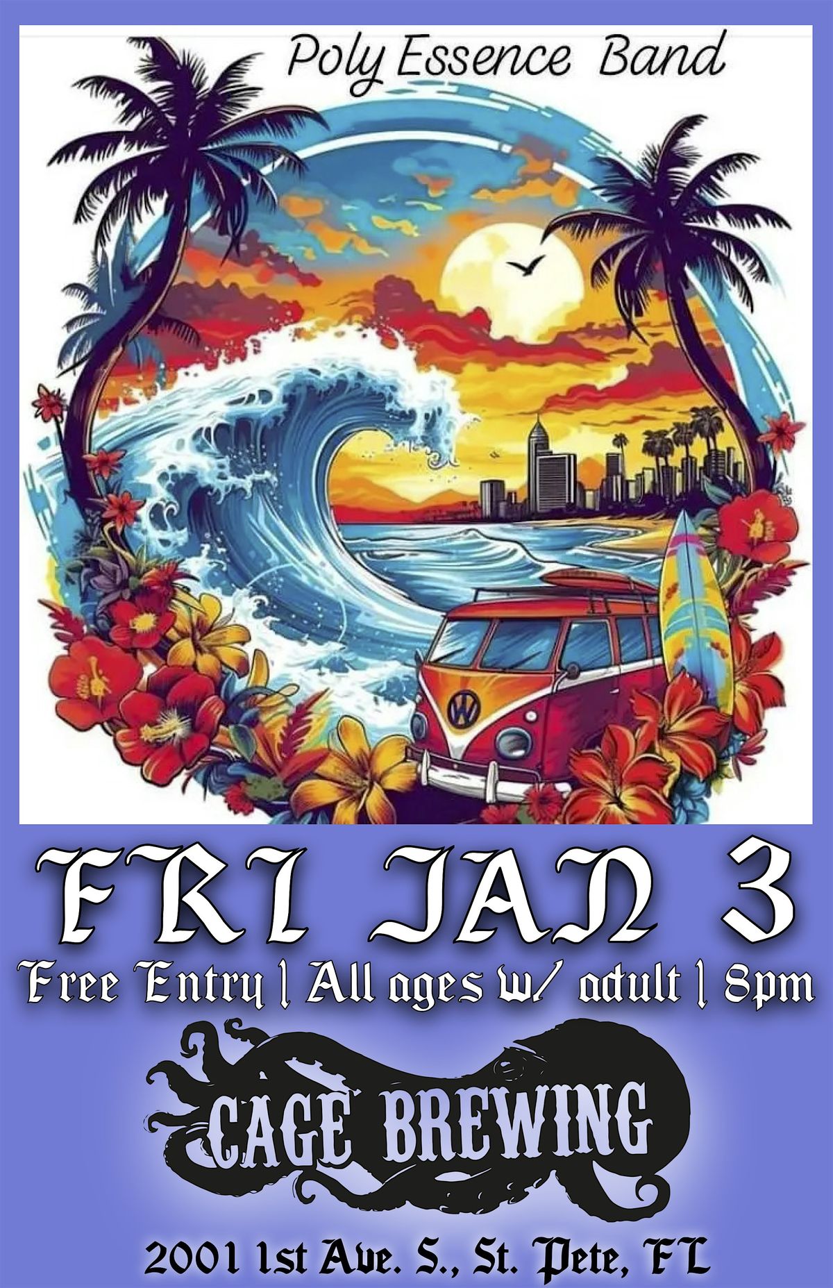 FREE ENTRY: Poly Essence Band LIVE at Cage Brewing, St. Pete | FRI JAN 3