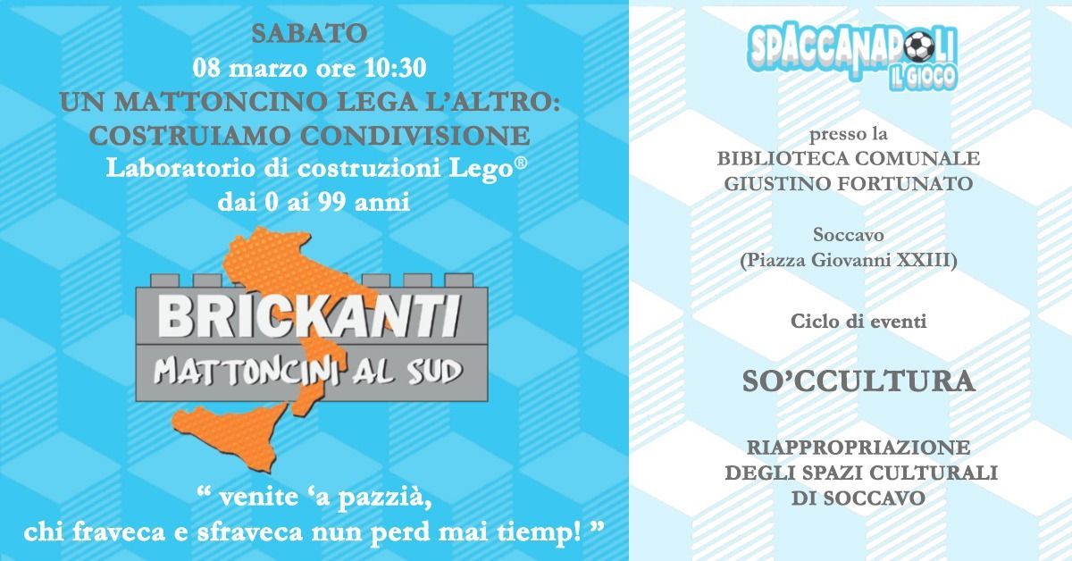 Laboratorio di costruzioni Lego \u00ae dai 0 ai 99 anni @Biblioteca Giustino Fortunato - Soccavo