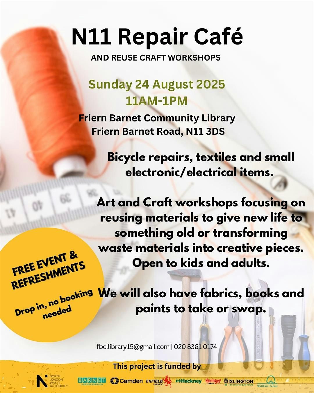 Friern Barnet Repair Cafe and reuse workshops