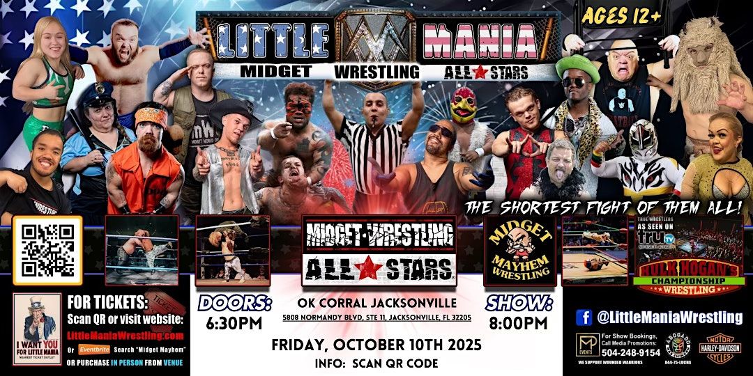 Midget Mayhem Wrestling Rips Through the Ring! Jacksonville FL 12+