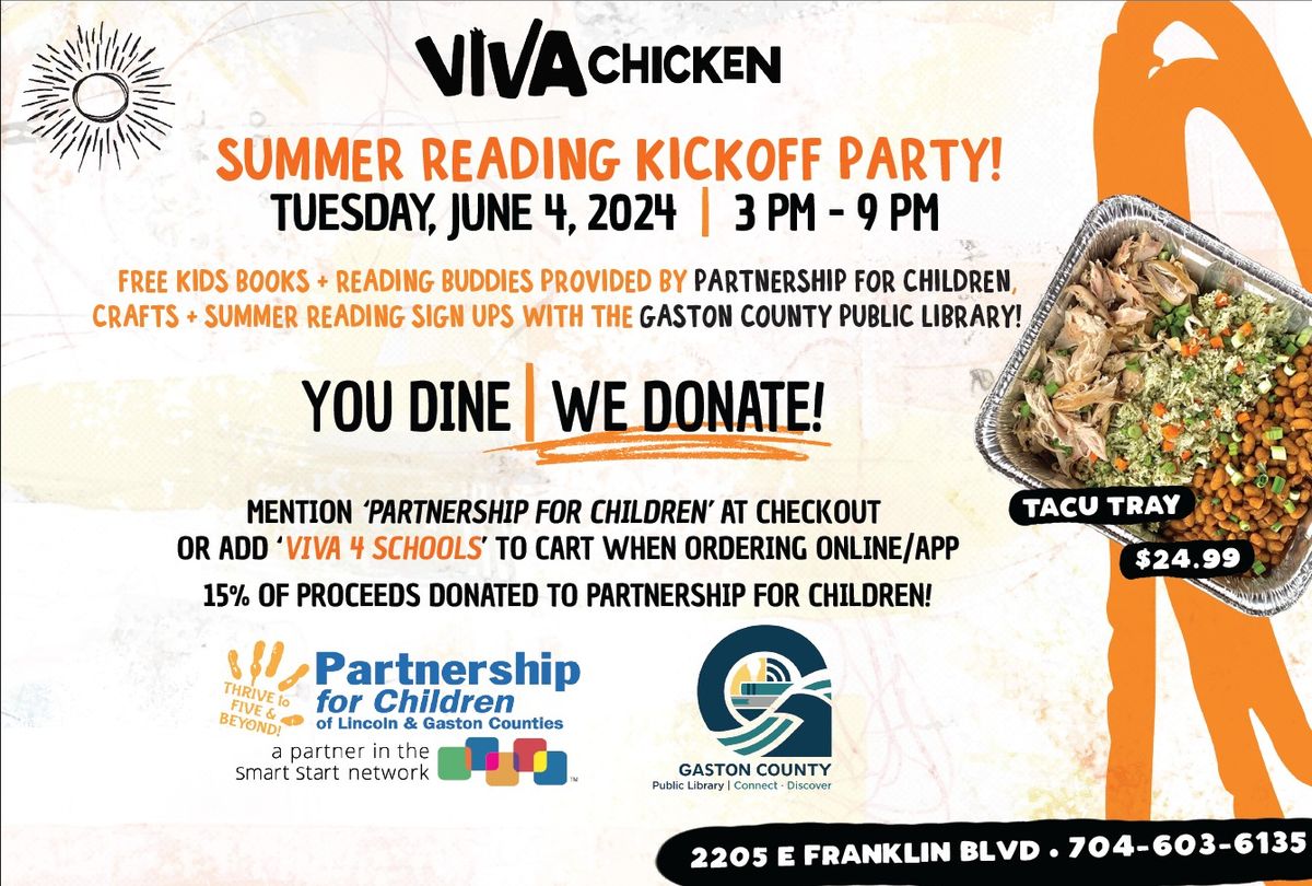 Summer Reading Kick Off Party! YOU DINE, WE DONATE!