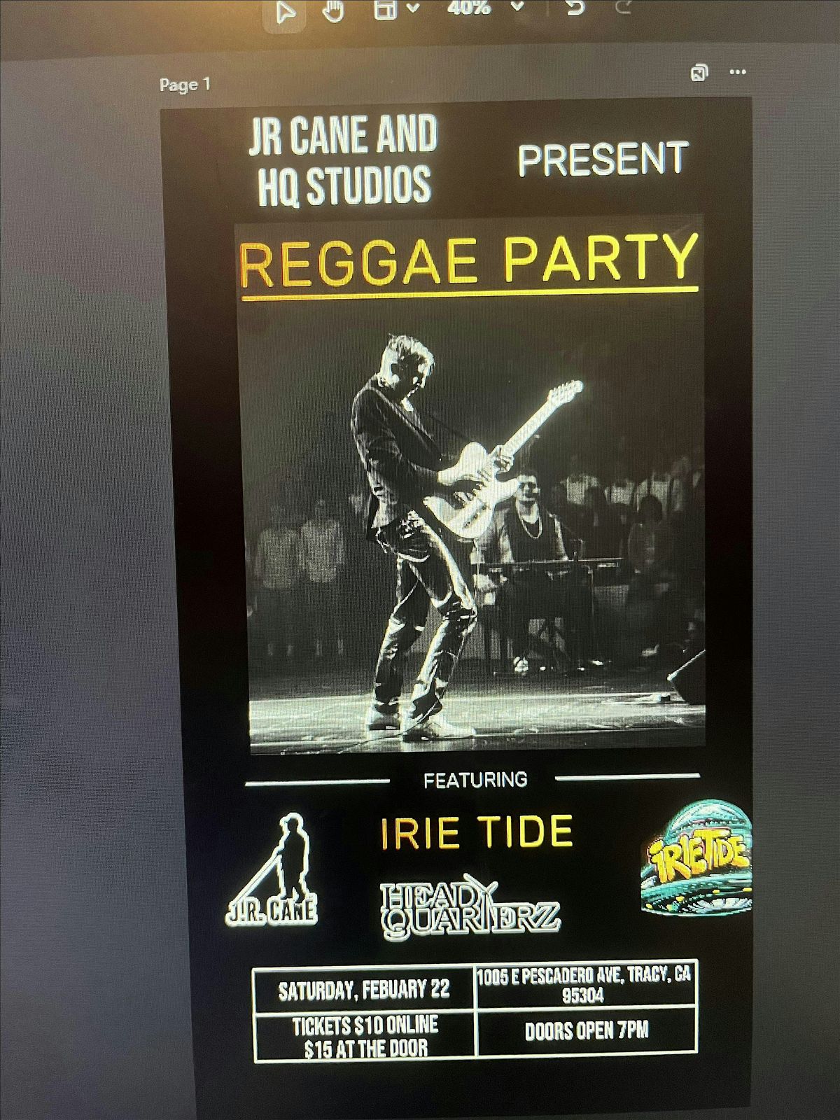 JR CANE & HQ STUDIOS Present: Reggae Party Featuring Irie Tide