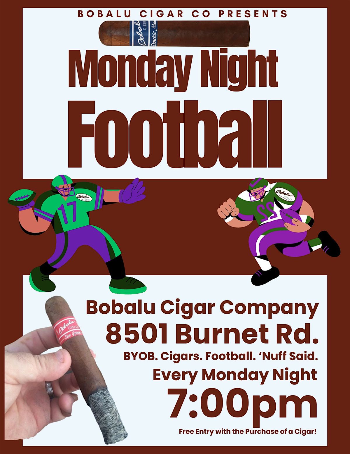 Monday Night Football at Bobalu Cigaro Co