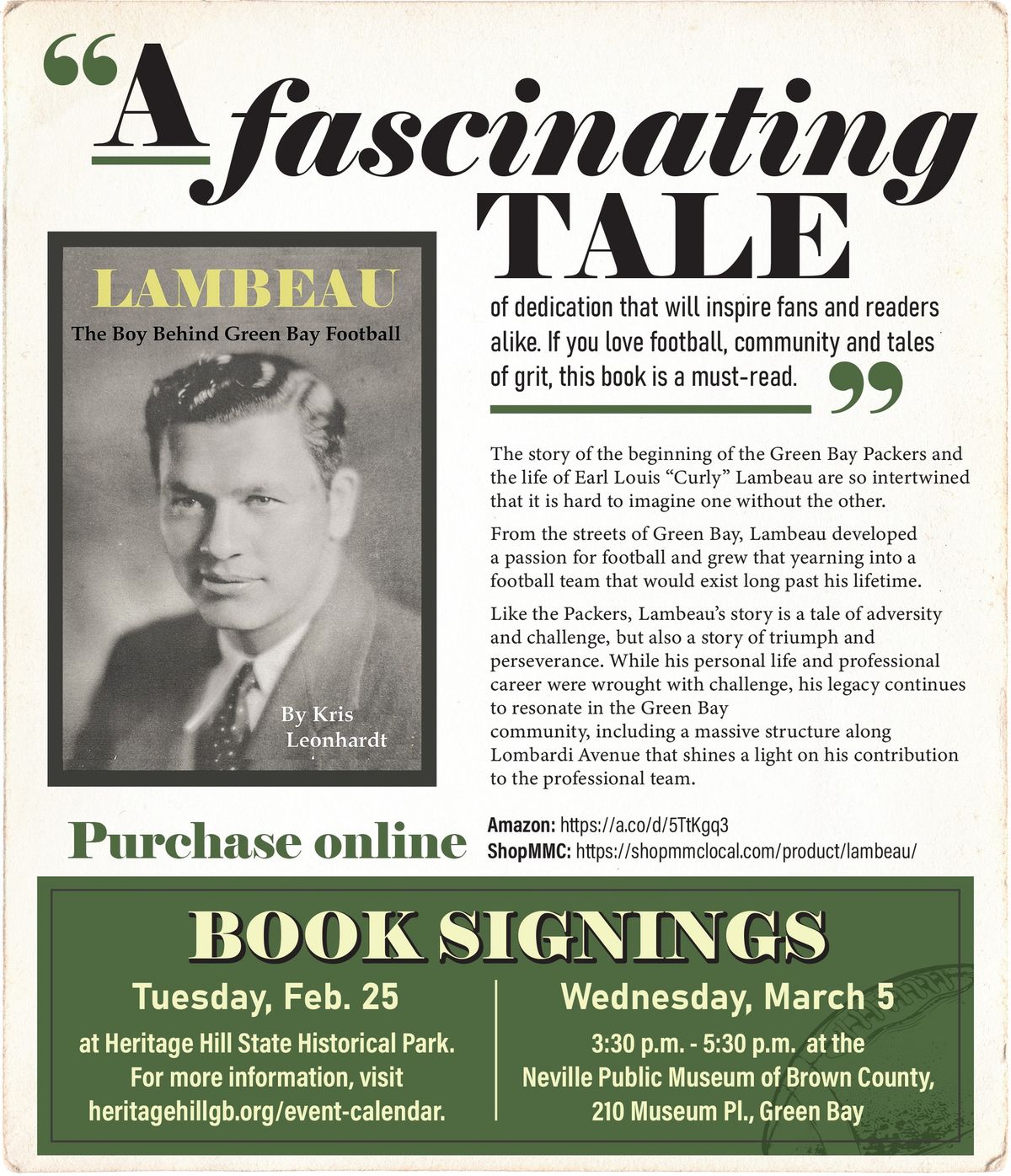 "Lambeau: The Boy Behind Green Bay Football" Book Signing