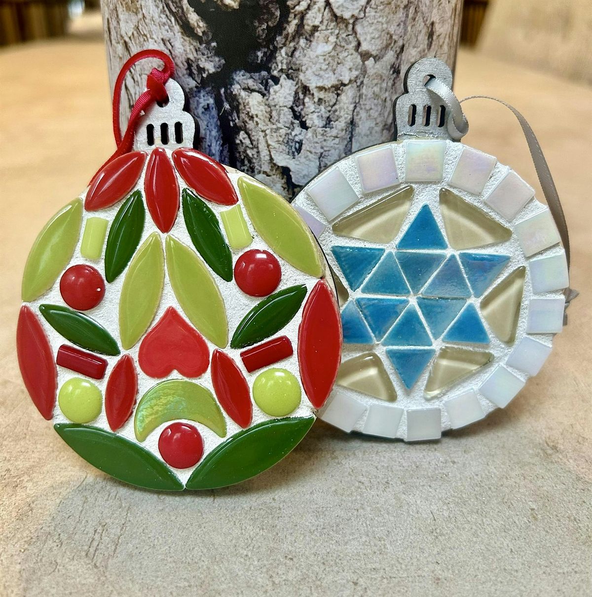 Mosaic Holiday Ornaments craft workshop in Montgomery County, Md.