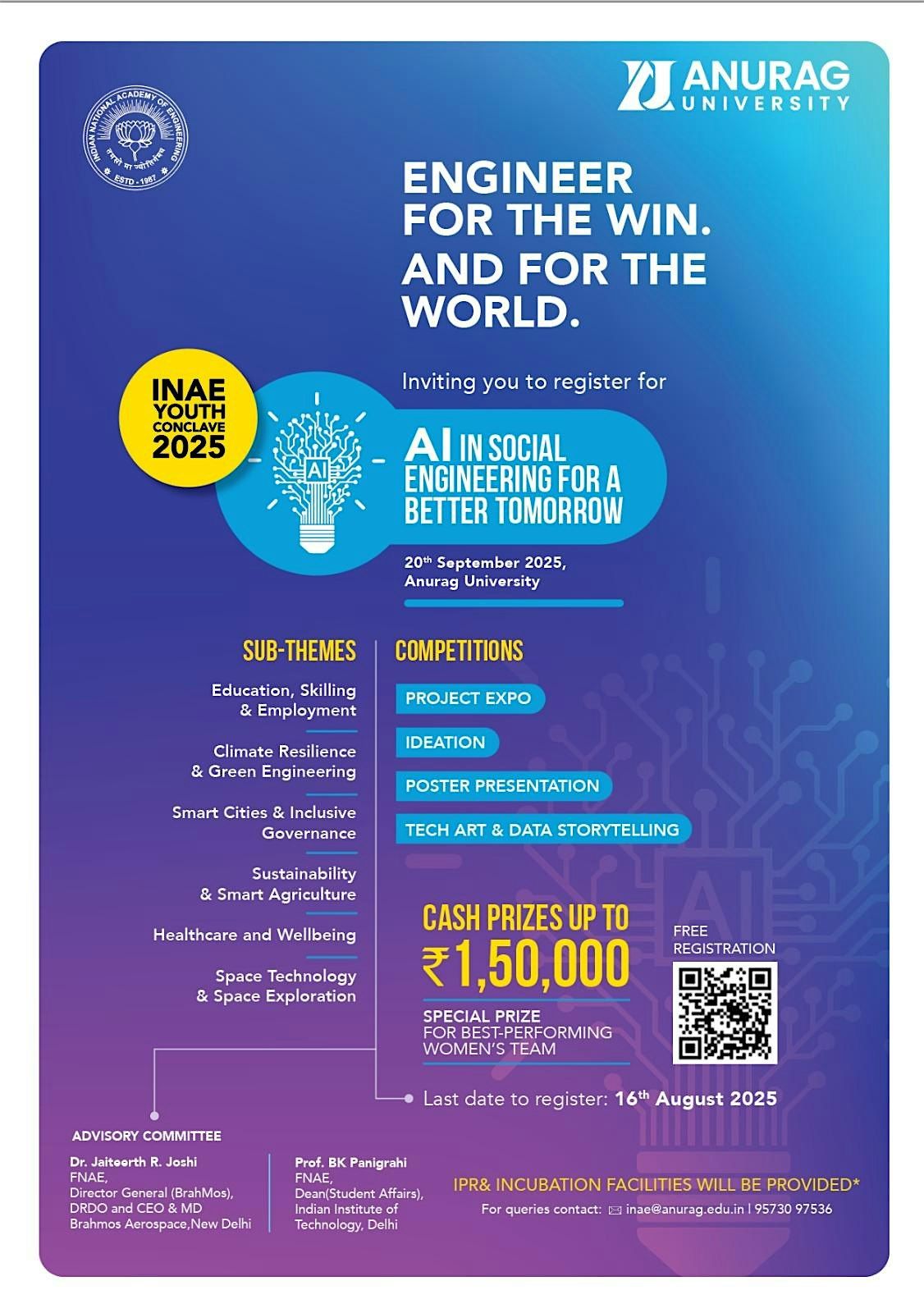8th INAE Youth Conclave 2025, Anurag University, Hyderabad, 20 ...