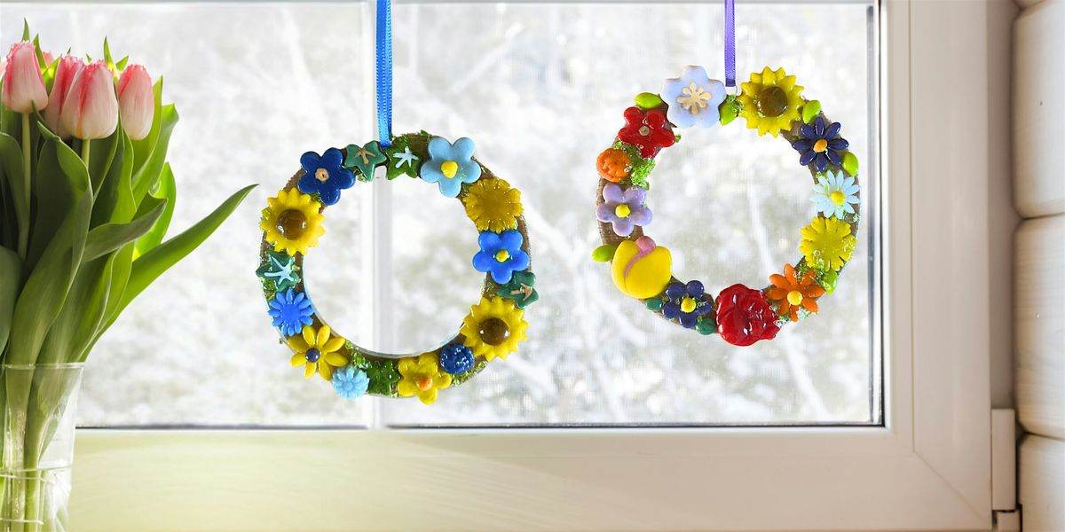 Fused glass floral wreath - Crafters Cottage, Honley