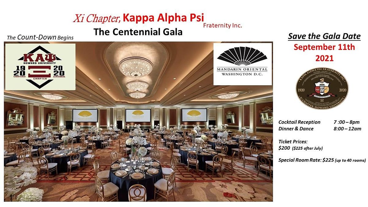 Kappa Alpha Psi, Xi Chapter Centennial Gala Evening