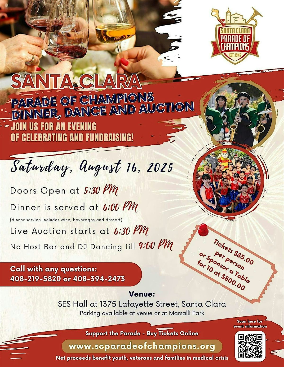 Annual LIVE Auction Dinner Fundraiser for the 56th SC Parade of Champions!