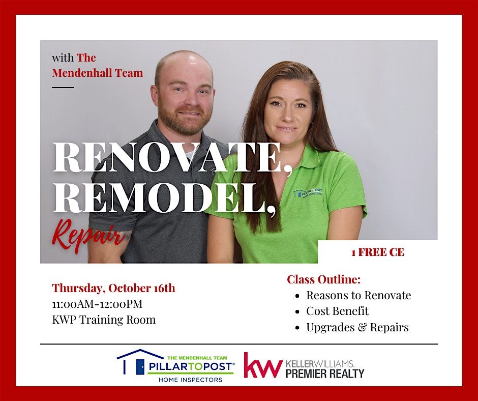 Renovate, Remodel, Repair \u2013 1 FREE CE Credit