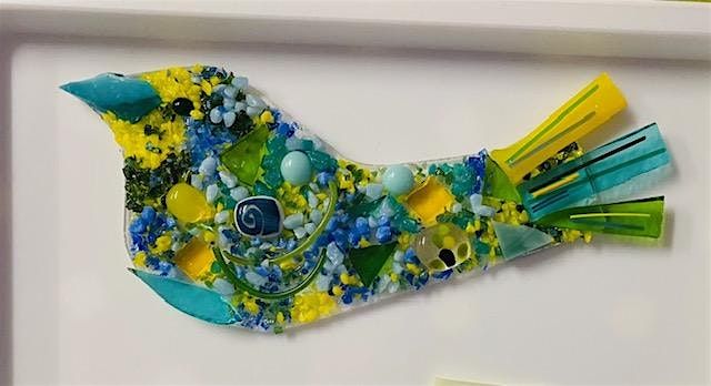 Pair of Fused Glass Crazy Birds