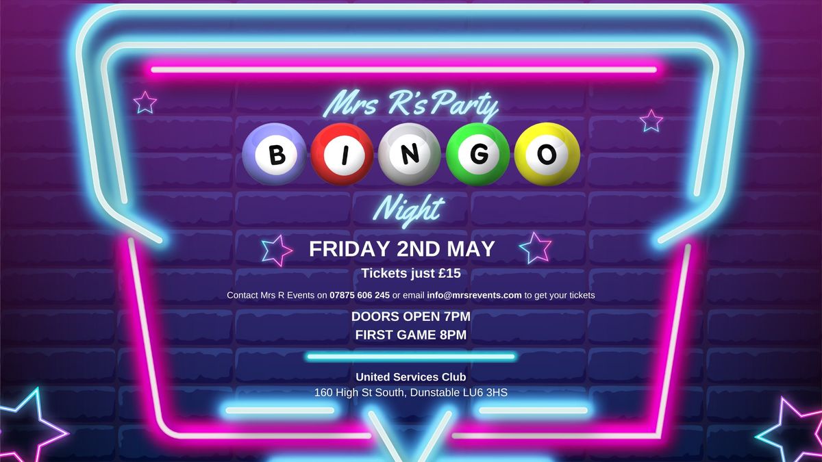 Mrs R's Party Bingo Night