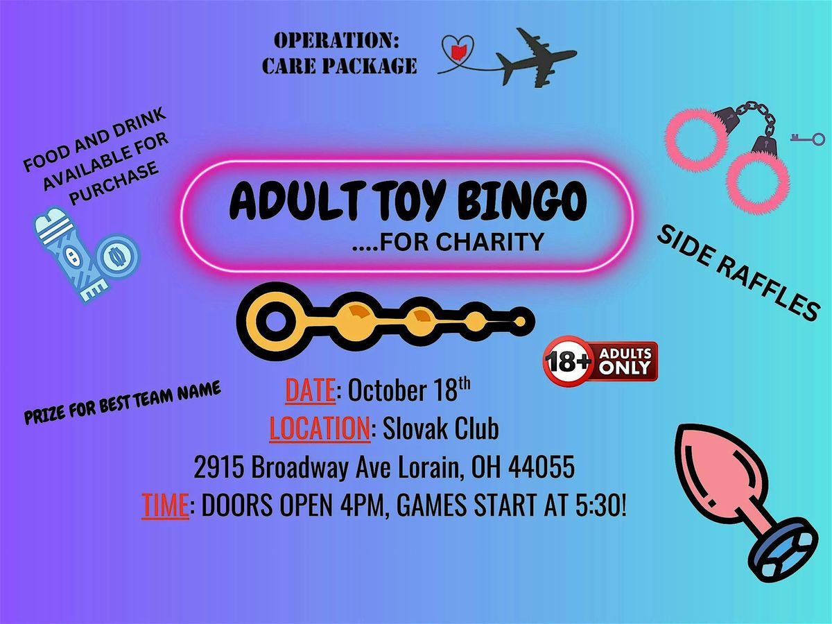 ADULT TOY BINGO- SATURDAY  10\/18