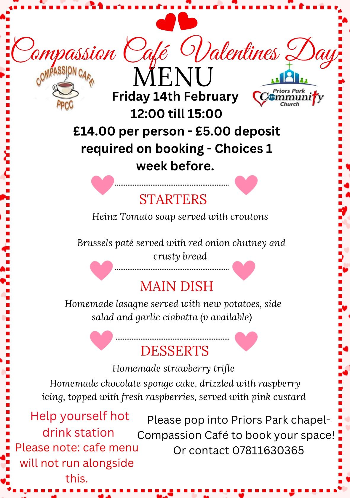 Compassion Caf\u00e9 Valentines Menu