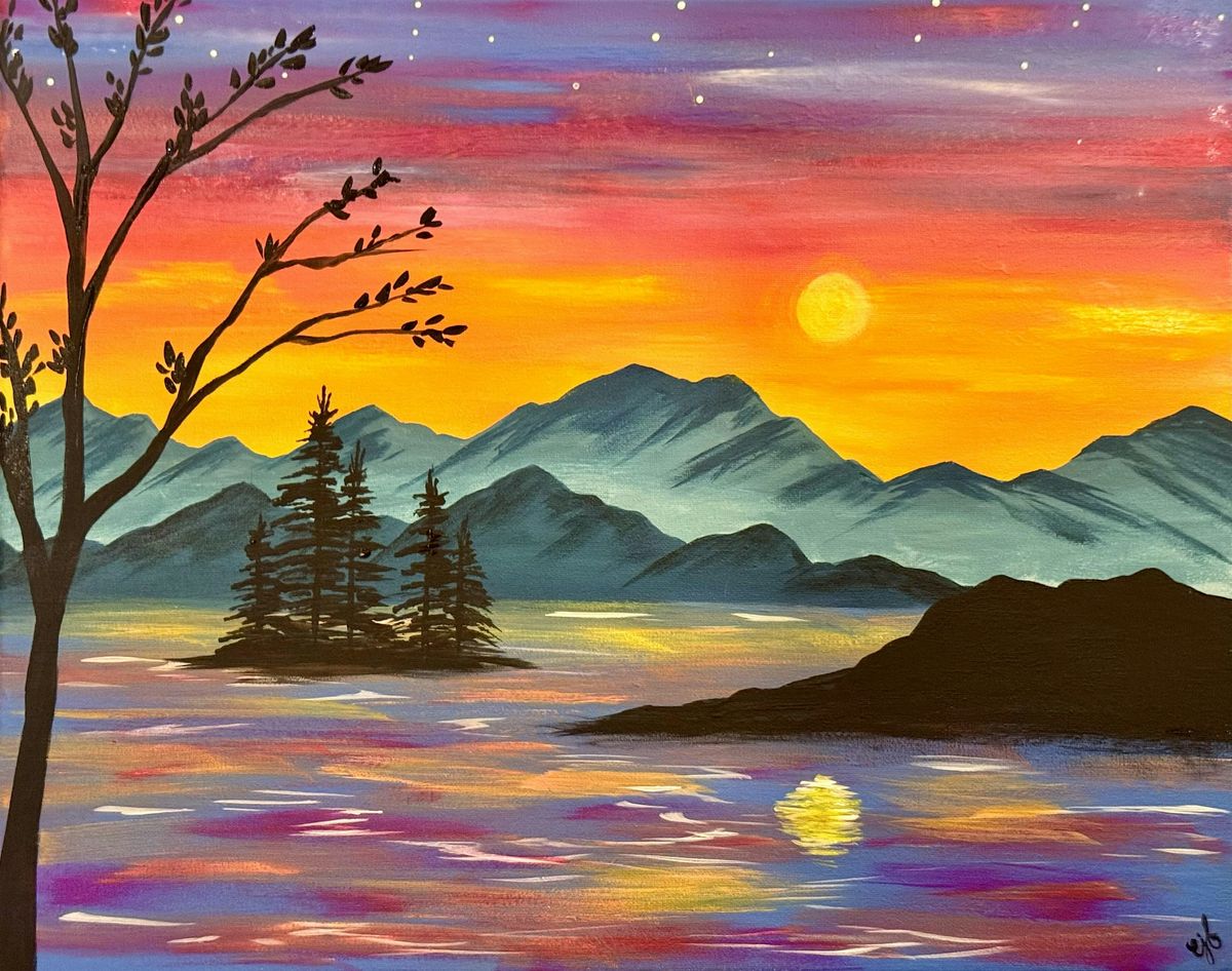 Neon Lakefront Painting at Launch Pad Brewery