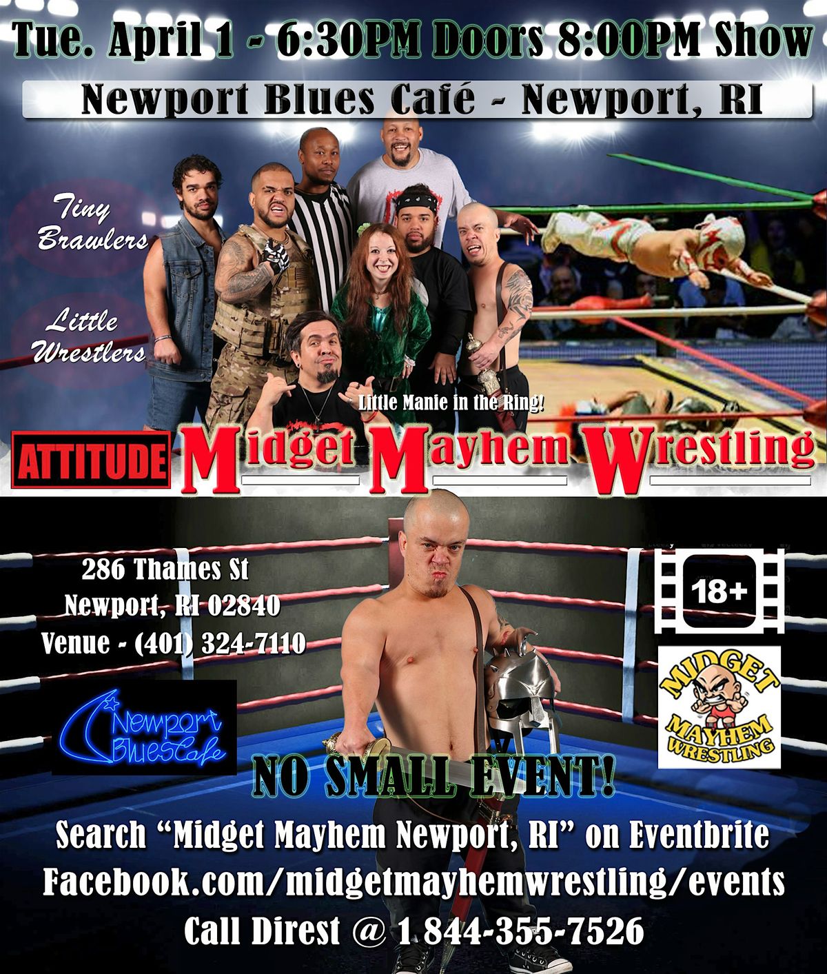 Midget Mayhem Wrestling with Attitude Goes Wild! Newport RI 18+