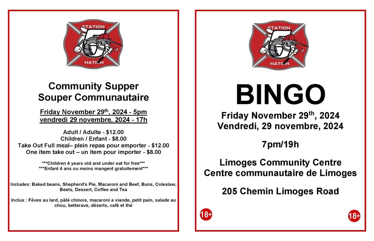 Community Supper \/ Souper communautaire and\/et bingo