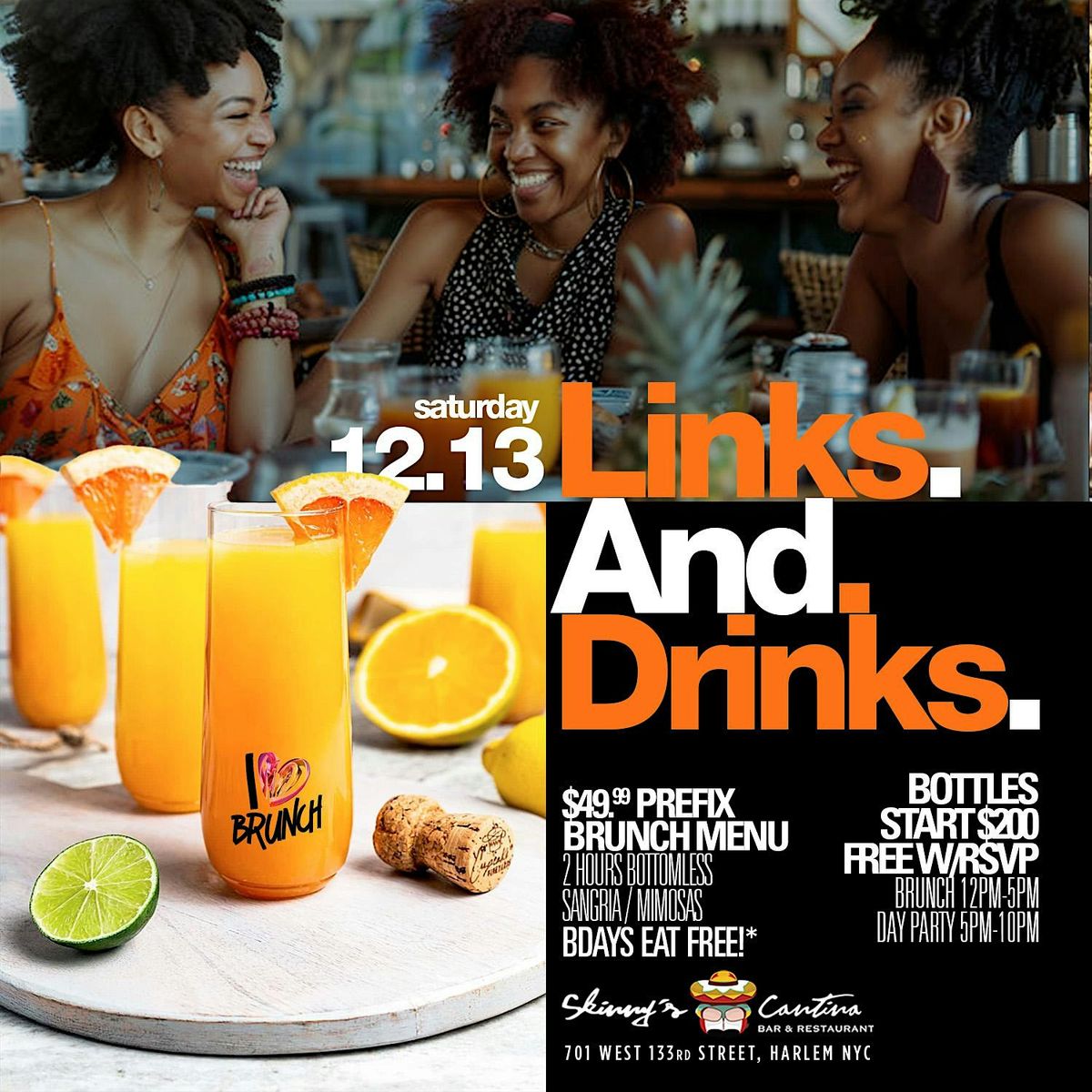 Links N Drinks, Brunch, Day Party, 2hrs Unlimited Drinks, Bdays Brunch Free