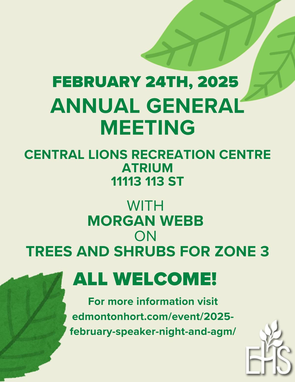 Edmonton Horticultural Society AGM and Speaker Night