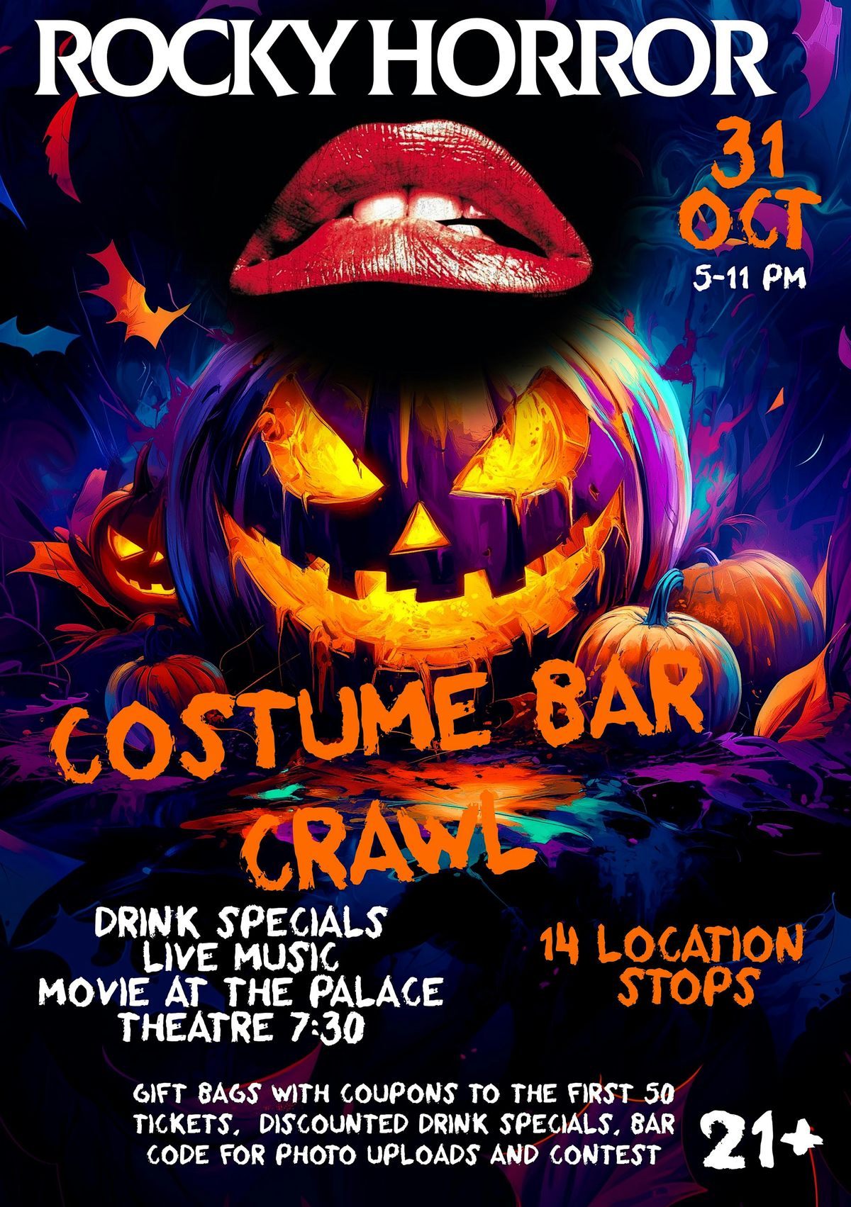 Rocky Horror Costume Bar Crawl in the Downtown Canton Dora